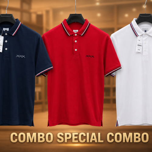 Signature 3-Pack – Navy | Red | White PK Cotton Polo Shirt (180 GSM)