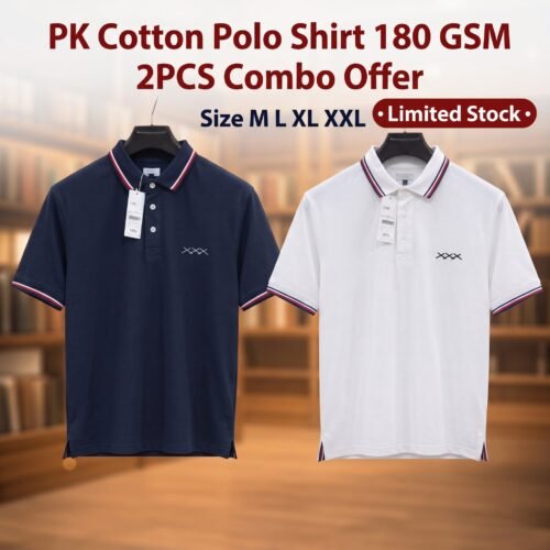 Navy & White - PK Cotton Polo Shirt 180 GSM