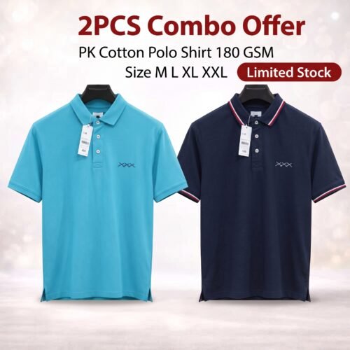 Cyan & Navy - PK Cotton Polo Shirt 180 GSM